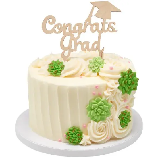 Graduation Wooden Cake Topper with Hat Congrats Grad! Layon Cake {1}