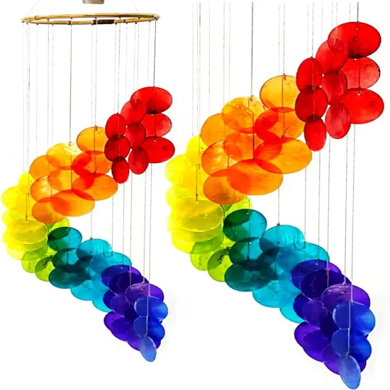 23325 Wind Chimes for outside Birthday Gifts for Mother Daughter Sister Aunt Women Farmhouse Beach Home Decor Windchimes Outdoors Garden Patio Yard Sea Glass Capiz Shells 27 Inch {1}