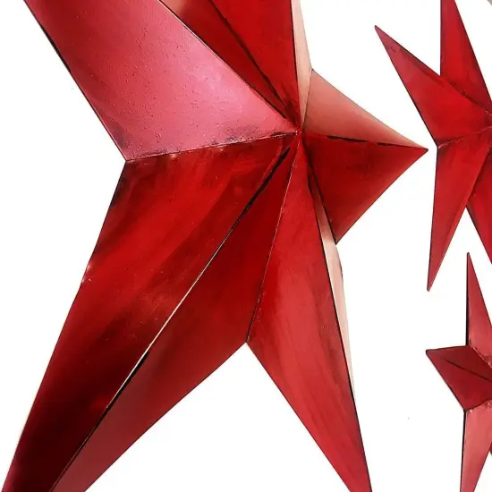 24124 Metal Wall Are Stars Western Texas Farmhouse Cottage Lodge Cowboy Ranch Boho Home Decor Set 12 Inch 8 Inch 6 Inch Red {3}