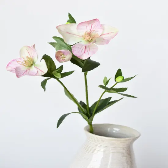 25" Faux Helleborus Stem Pink / Green {6}