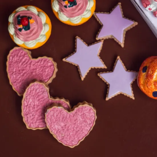 The Queen's Treasures 18 Inch Doll 6pc Hearts and Stars Frosted Cookies {7}