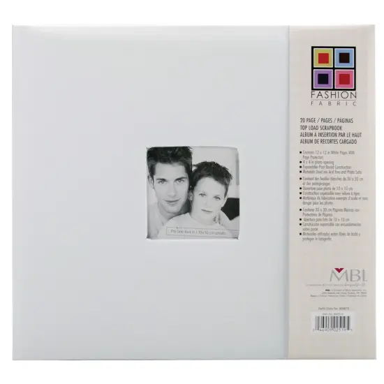 Mbi Fashion Fabric Post Bound Album W/Window 12"X12"-White {1}