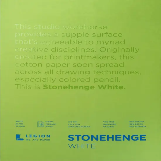 Stonehenge Paper Pad 9"X12" 15 Sheets/Pkg-White 90lb {1}