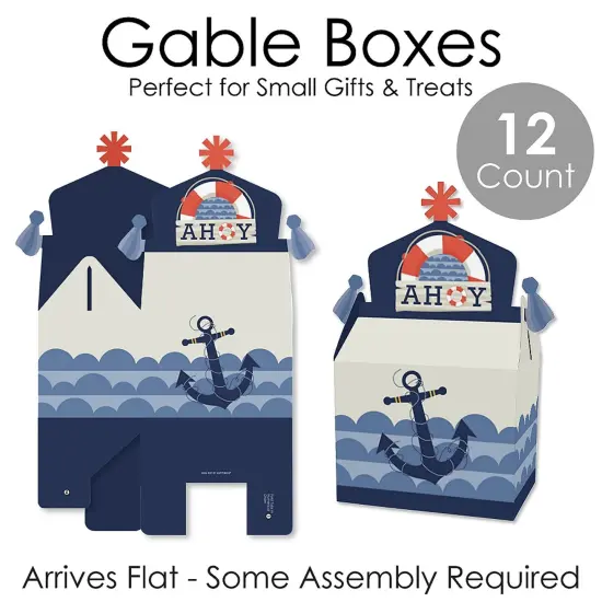Big Dot of Happiness Ahoy - Nautical - Treat Box Party Favors - Baby Shower or Birthday Party Goodie Gable Boxes - Set of 12 {7}