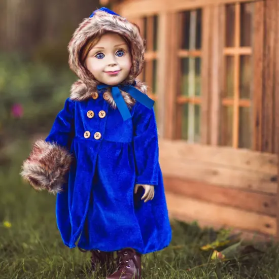 The Queen's Treasures 18In Doll Clothes Velvet Winter Polyester Fur Trimmed Coat {1}