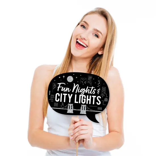 Big Dot of Happiness Nighttime City Skyline - New York Party Photo Booth Props Kit - 20 Count {4}