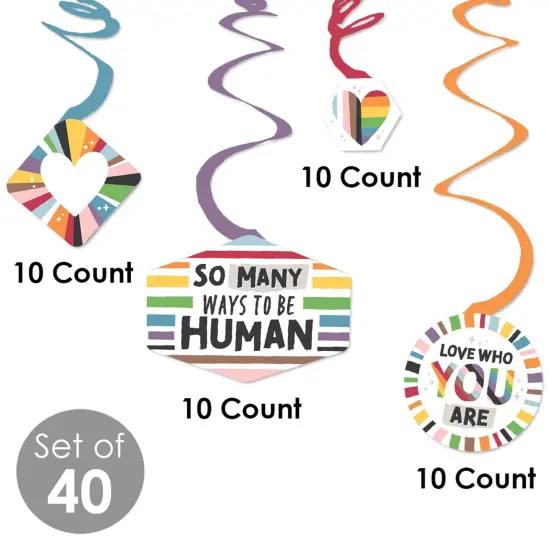 Big Dot of Happiness So Many Ways to Be Human - Pride Party Hanging Decor - Party Decoration Swirls - Set of 40 {6}