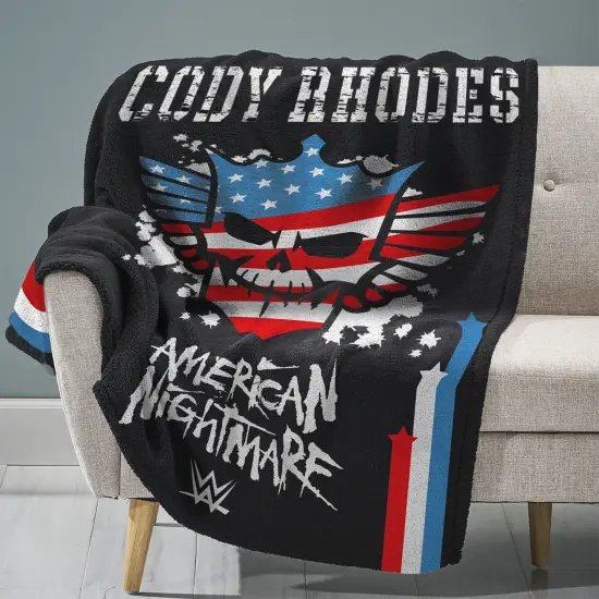 Sleep Squad WWE Cody Rhodes American Nightmare 60&rdquo; x 80&rdquo; Raschel Plush Throw {1}