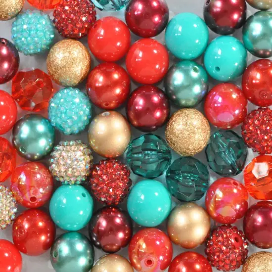 20mm Red Kimono acrylic bubblegum bead mix {1}