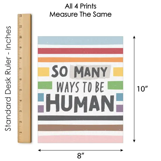 Big Dot of Happiness So Many Ways to Be Human - Unframed Pride Linen Paper Wall Art - Set of 4 - Artisms - 8 x 10 inches {7}