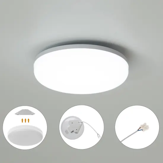 White Plastic 6 in Round LED Ceiling Light Fixture for Entryway, Office, Outdoor, 6500K Daylight, 2000lm 20W {5}