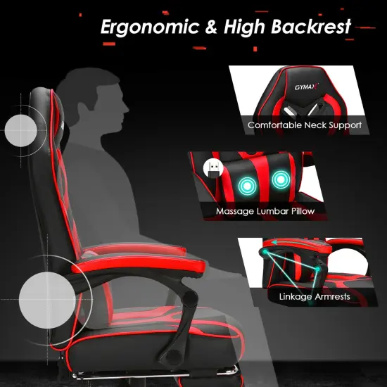 Costway Massage Gaming Chair Racing Recliner Computer Desk Chair w/Footrest {6}