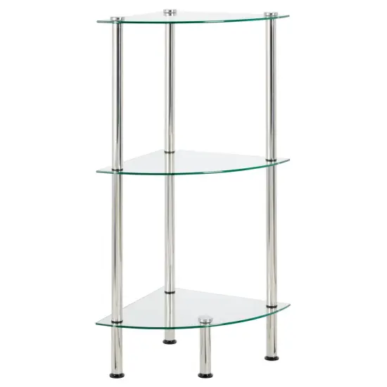 mDesign Glass Corner 3-Tier Tower Cabinet Storage Organizer Shelves {5}