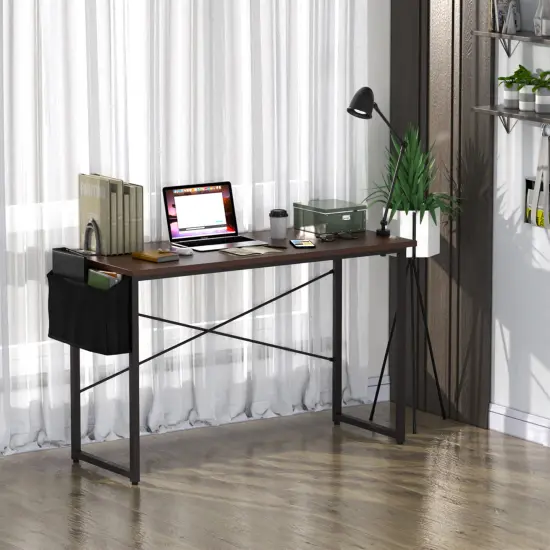 Costway Modern Computer Desk 47'' Study Writing Table w/ Storage Bag Coffee Black/Brown/Coffee {2}