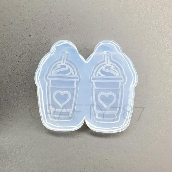 Cold Coffee with Heart Dangle Silicone Mold 1.5in(C1) {4}
