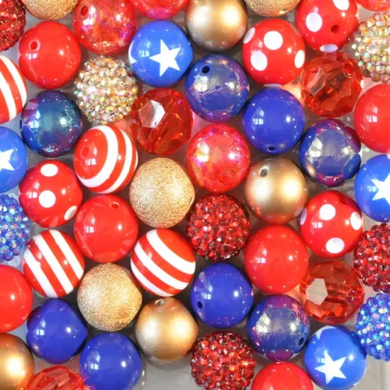 20mm Red, White, and Wonderful acrylic bubblegum bead mix {1}