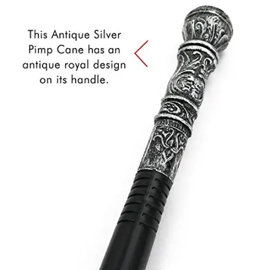 Antique Silver Walking Cane - Elegant Vintage Prop Stick Dress Canes Costume Accessories for Adults and Kids {5}