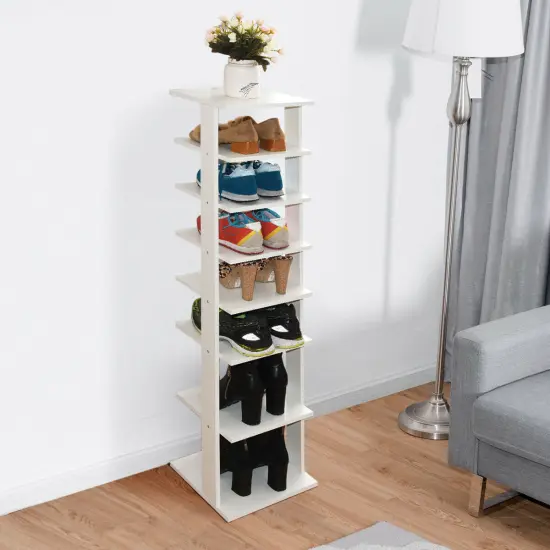 Costway Wooden Shoes Storage Stand 7 Tiers Shoe Rack Organizer Multi-shoe Rack Shoebox {4}