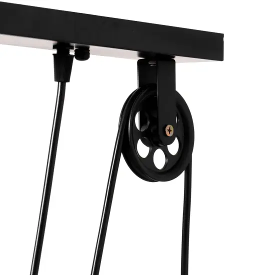 Modern Industrial Adjustable 2 Bulb Pulley Wired Ceiling Hanging Light Fixture, Black Decorative Chandelier {5}