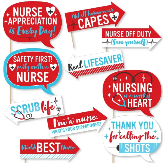 Big Dot of Happiness Funny Thank You Nurses - Nurse Appreciation Week Photo Booth Props Kit - 10 Piece {1}