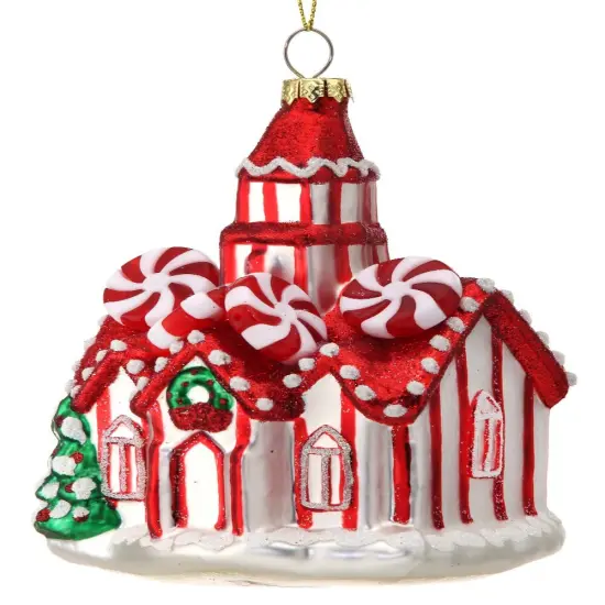 5" GLASS CANDY CASTLE ORNAMENT {1}
