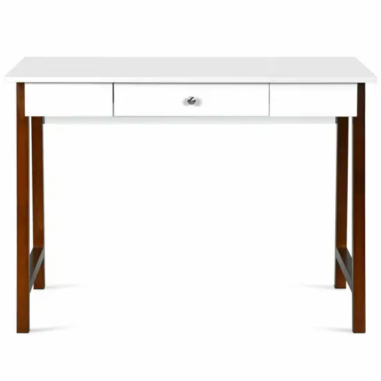 Costway Computer Desk Laptop PC Writing Table Makeup Vanity Table w/Drawer and Wood Legs {6}