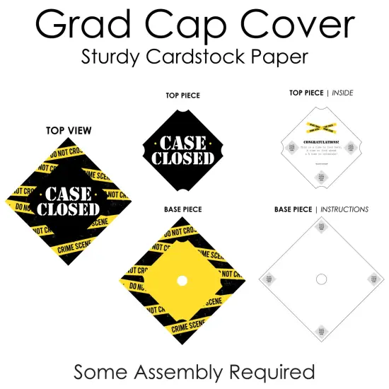 Big Dot of Happiness Case Closed - Criminal Justice Graduation Cap Decorations Kit - Grad Cap Cover {7}
