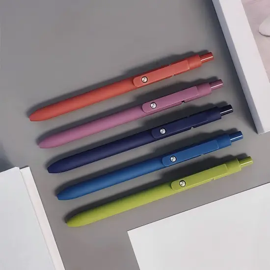 Wrapables Smooth Retractable Black Ink Gel Pens, 0.5mm Fine Point, for Home Office Work (Set of 5), Oceani {3}