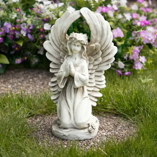 Northlight 15.25" Angel Kneeling in Prayer Outdoor Garden Statue Gray {1}