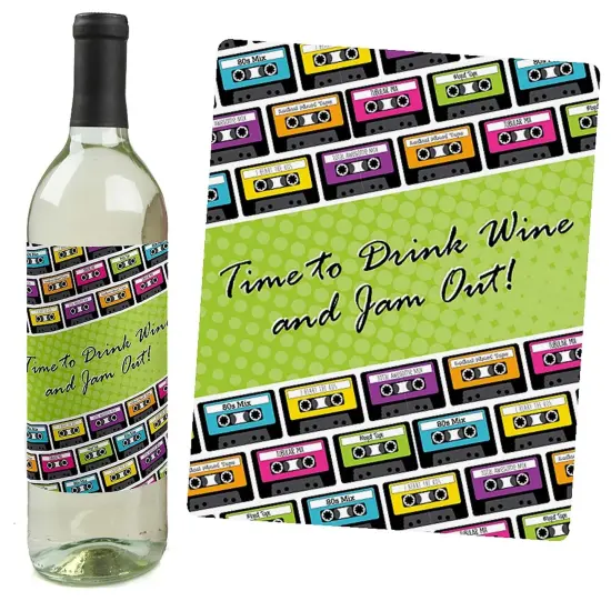 Big Dot of Happiness 80's Retro - Totally 1980s Party Decorations for Women and Men - Wine Bottle Label Stickers - Set of 4 {6}