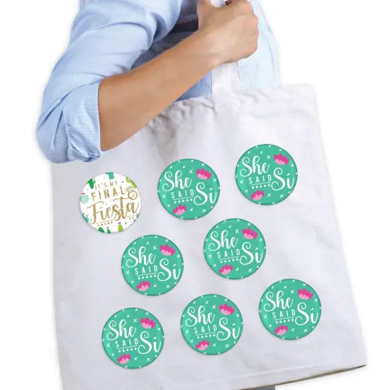 Big Dot of Happiness Final Fiesta - 3 inch Last Fiesta Bachelorette Party Badge - Pinback Buttons - Set of 8 {3}