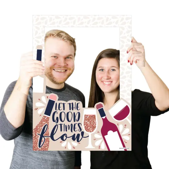 Big Dot of Happiness But First, Wine - Wine Tasting Party Selfie Photo Booth Picture Frame and Props - Printed on Sturdy Material {4}