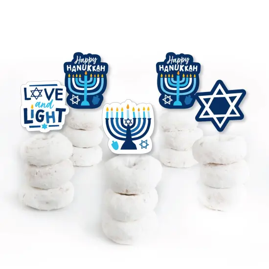 Big Dot of Happiness Hanukkah Menorah - Dessert Cupcake Toppers - Chanukah Holiday Party Clear Treat Picks - Set of 24 {3}
