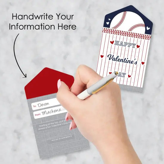 Big Dot of Happiness Batter Up - Baseball - Cards for Kids - Happy Valentine's Day Pull Tabs - Set of 12 {4}