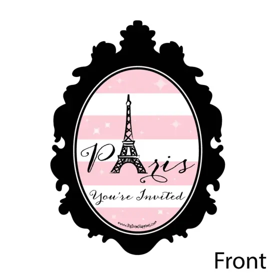Big Dot of Happiness Paris, Ooh La La - Shaped Invites - Birthday Paris Themed Baby Shower or Birthday Party Invites Cards with Envelopes - Set of 12 {3}