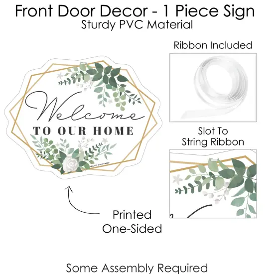 Big Dot of Happiness Boho Botanical - Hanging Porch Greenery Party Outdoor Decorations - Front Door Decor - 1 Piece Sign {6}