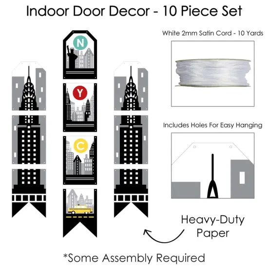 Big Dot of Happiness NYC Cityscape - Hanging Vertical Paper Door Banners - New York City Party Wall Decoration Kit - Indoor Door Decor {6}