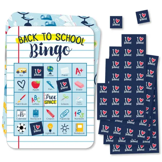 Big Dot of Happiness Back to School - Picture Bingo Cards and Markers - First Day of School Classroom Activities Bingo Game - Set of 18 {1}