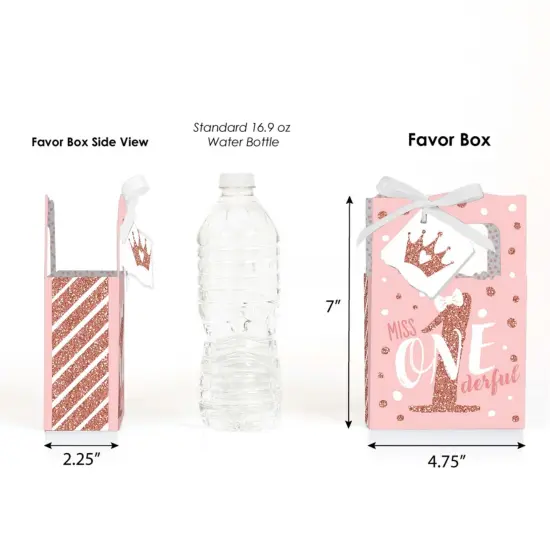 Big Dot of Happiness 1st Birthday Little Miss Onederful - Girl First Birthday Party Favor Boxes - Set of 12 {3}