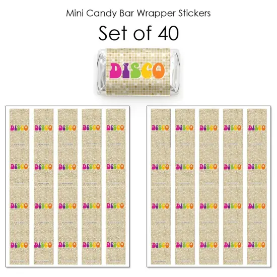 Big Dot of Happiness 70's Disco - Mini Candy Bar Wrapper Stickers - 1970s Disco Fever Party Small Favors - 40 Count {4}