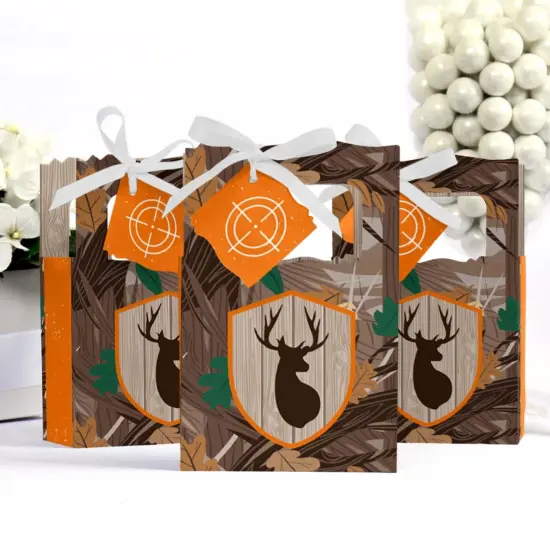 Big Dot of Happiness Gone Hunting - Deer Hunting Camo Baby Shower or Birthday Party Favor Boxes - Set of 12 {4}