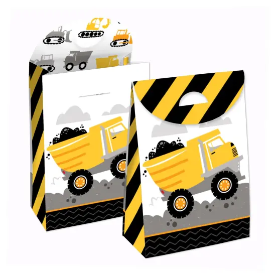 Big Dot of Happiness Dig It - Construction Party Zone - Baby Shower or Birthday Gift Favor Bags - Party Goodie Boxes - Set of 12 {1}