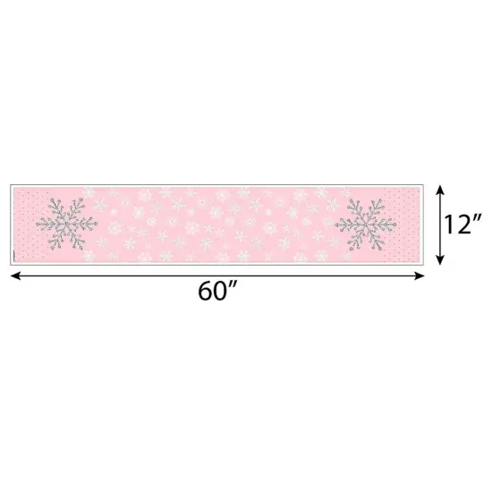 Big Dot of Happiness Pink Winter Wonderland - Petite Holiday Snowflake Birthday Party or Baby Shower Paper Table Runner - 12 x 60 inches {4}