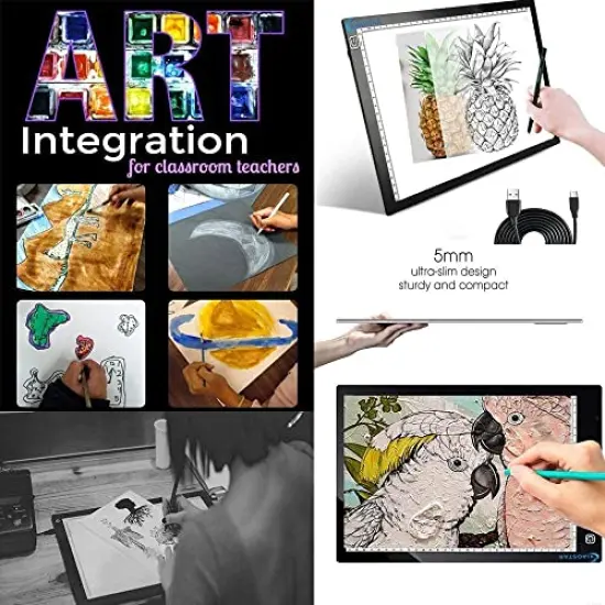 Light Box Drawing A4,Tracing Board with Brightness Adjustable for Artists, Animation Drawing, Sketching, Animation, X-ray Viewing {2}