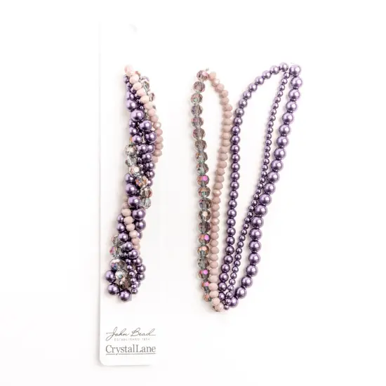 Crystal Lane DIY Blackcurrant Swirl Moonflower Twisted Glass & Pearls Beads, 5 Strands {2}