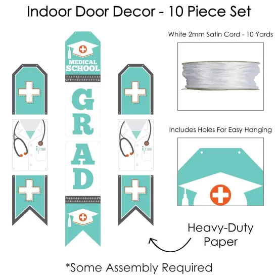 Big Dot of Happiness Medical School Grad - Hanging Vertical Paper Door Banners - Doctor Graduation Party Wall Decoration Kit - Indoor Door Decor {6}