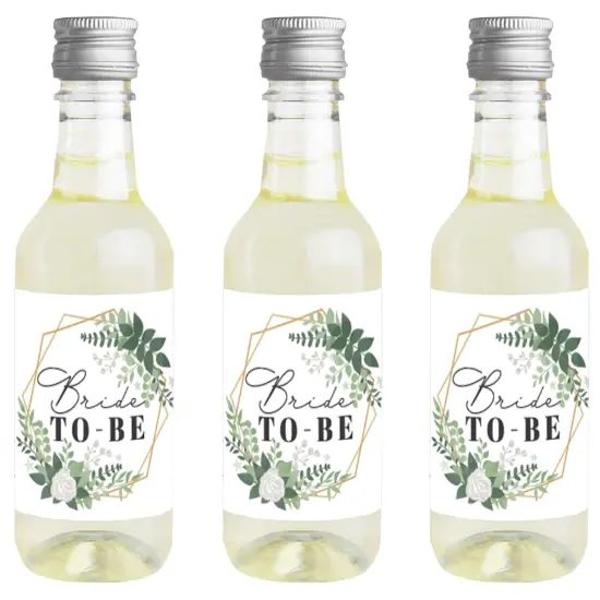 Big Dot of Happiness Boho Botanical Bride - Mini Wine & Champagne Bottle Label Stickers - Greenery Bridal Shower & Wedding Party Favor Gift for 16 Ct {1}