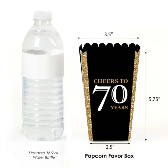 Big Dot of Happiness Adult 70th Birthday - Gold - Birthday Party Favor Popcorn Treat Boxes - Set of 12 {3}