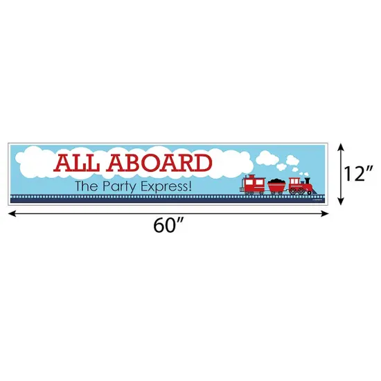 Big Dot of Happiness Railroad Party Crossing - Steam Train Happy Birthday Decorations Party Banner {3}