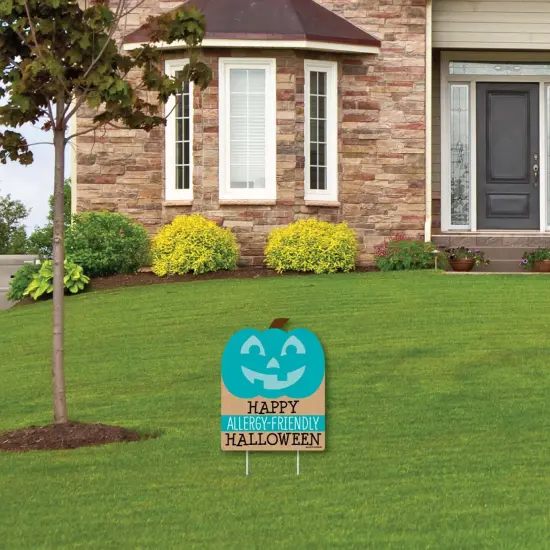 Big Dot of Happiness Teal Pumpkin - Outdoor Lawn Sign - Halloween Allergy Friendly Trick or Trinket Yard Sign - 1 Piece {4}